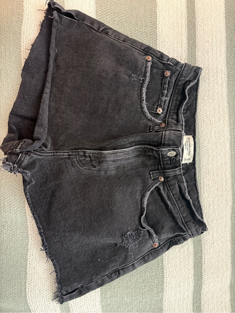 Abercrombie & Fitch Black Distressed Denim Shorts